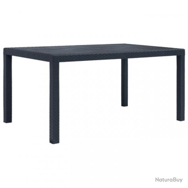 Table de jardin Anthracite 150x90x72 cm Plastique Aspect rotin 45605