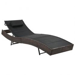 Chaise longue Résine tressée et textilène Marron 44895