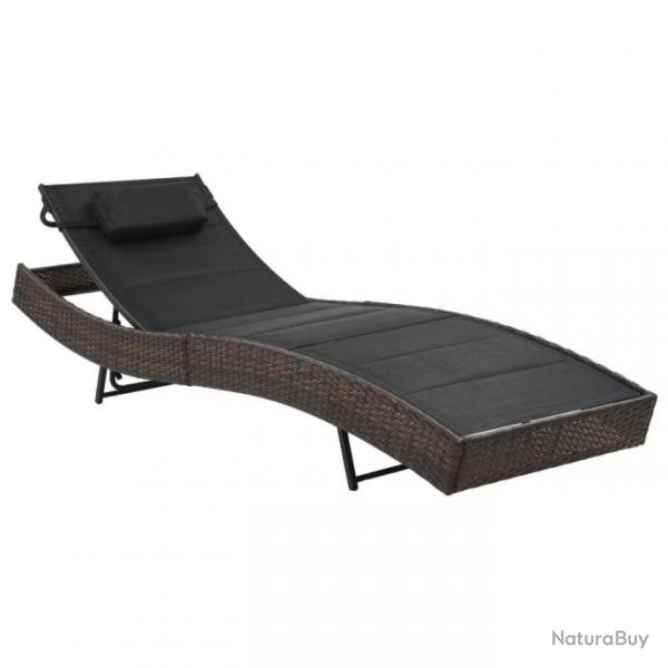 Chaise longue Rsine tresse et textilne Marron 44895