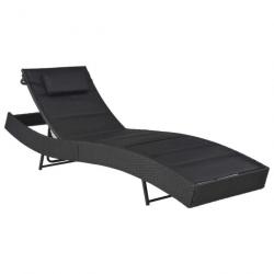 Chaise longue Résine tressée et textilène Noir 44896