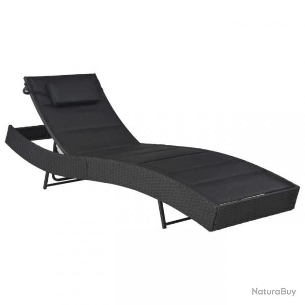 Chaise longue Rsine tresse et textilne Noir 44896