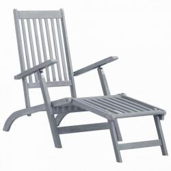 Chaise longue d'extérieur avec repose-pied Délavage gris Acacia 45957
