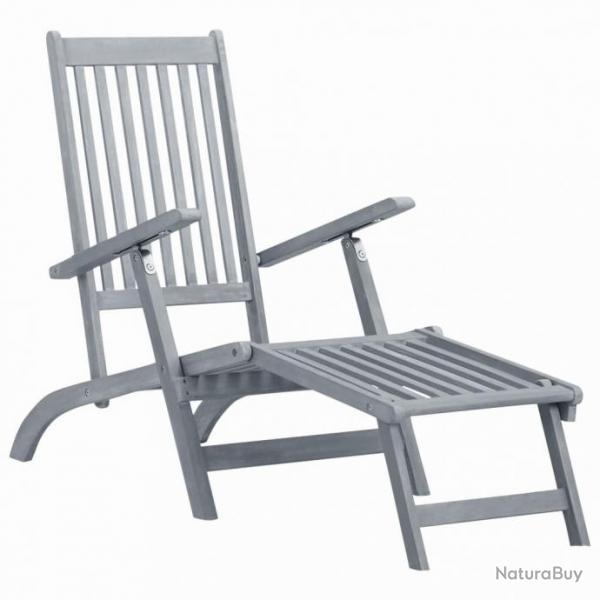 Chaise longue d'extrieur avec repose-pied Dlavage gris Acacia 45957