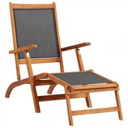 Chaise longue Bois d'acacia solide et textilène 45958
