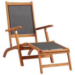 Chaise longue Bois d'acacia solide et textilène 45958