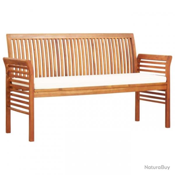 Banc de jardin 3 places avec coussin 150cm Bois d'acacia massif 45968