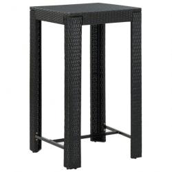 Table de bar de jardin Noir 60,5x60,5x110,5 cm Résine tressée 45871