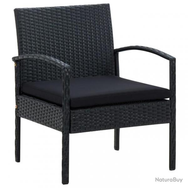 Chaise de jardin avec coussin Rsine tresse Noir 45797
