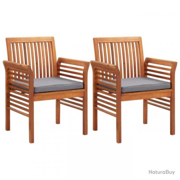 Chaises  dner de jardin et coussins 2pcs Bois d'acacia massif 45970