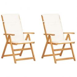 Chaises inclinables de jardin 2 pcs Marron Bois solide d'acacia 45937