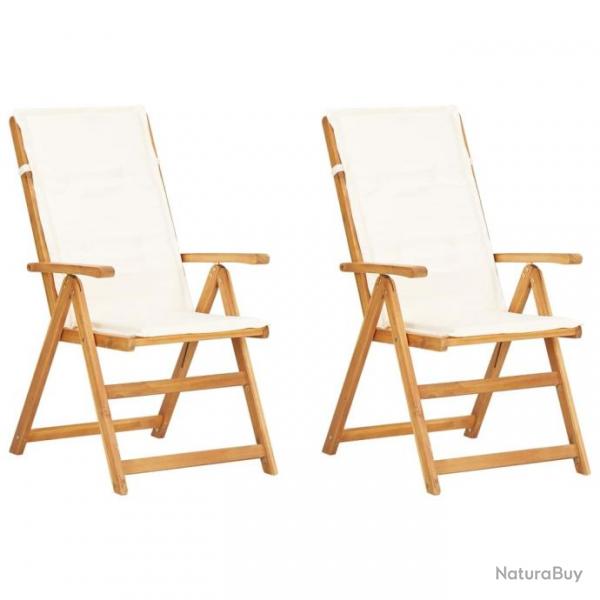 Chaises inclinables de jardin 2 pcs Marron Bois solide d'acacia 45937