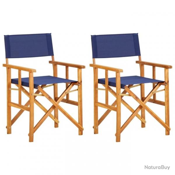 Chaises de metteur en scne 2 pcs Bois massif d'acacia Bleu 45948