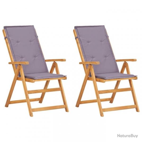 Chaises inclinables de jardin 2 pcs Marron Bois solide d'acacia 45936