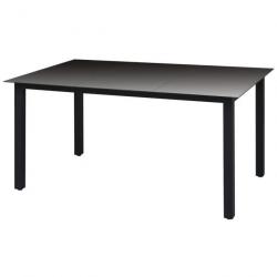 Table de jardin Noir 150 x 90 x 74 cm Aluminium et verre 42788