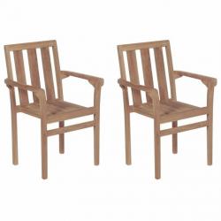 Chaises empilables de jardin 2 pcs Bois de teck solide 43041