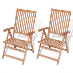 Chaises inclinables de jardin 2 pcs Bois de teck solide 43029