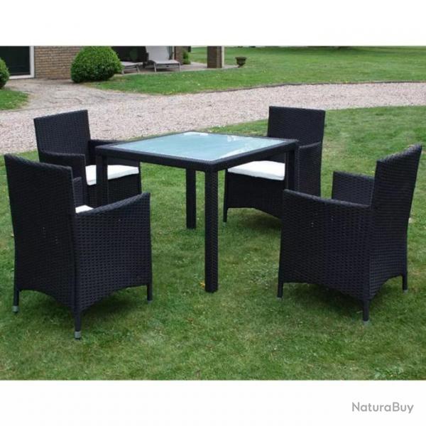 Mobilier  dner jardin 5 pcs avec coussins Rsine tresse Noir 43122