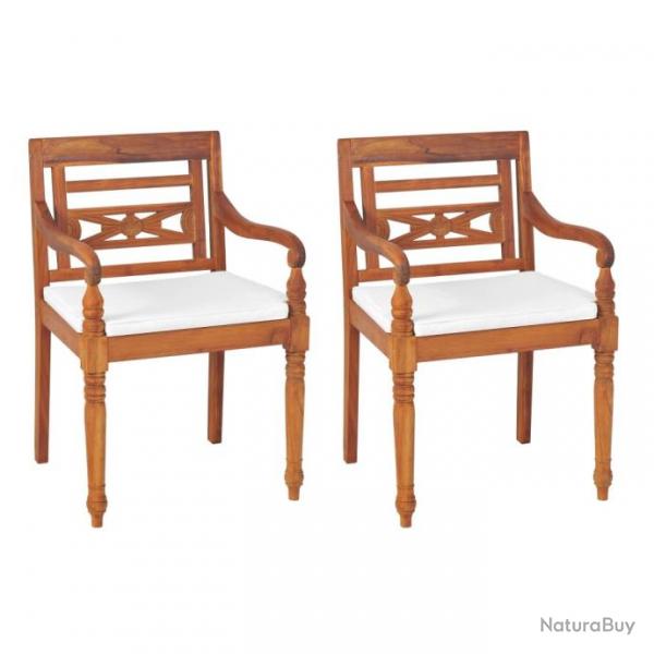 Chaises Batavia 2 pcs avec coussins Bois de teck solide 43056