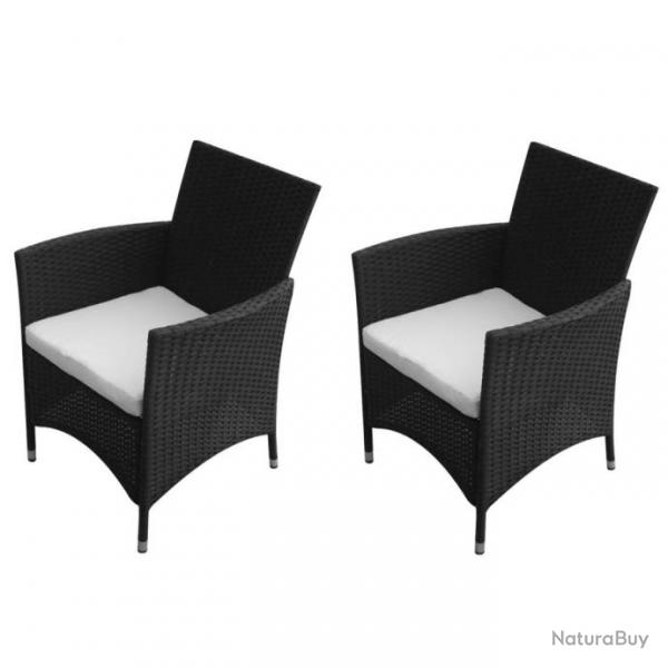 Chaises de jardin 2 pcs Rsine tresse Noir 43124