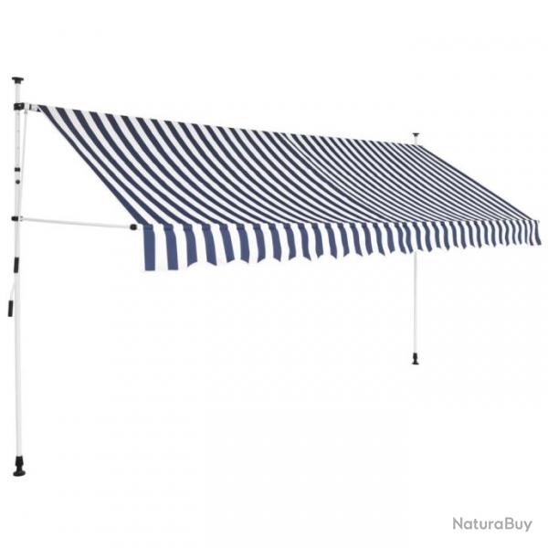 Auvent rtractable manuel 350 cm Rayures bleues et blanches