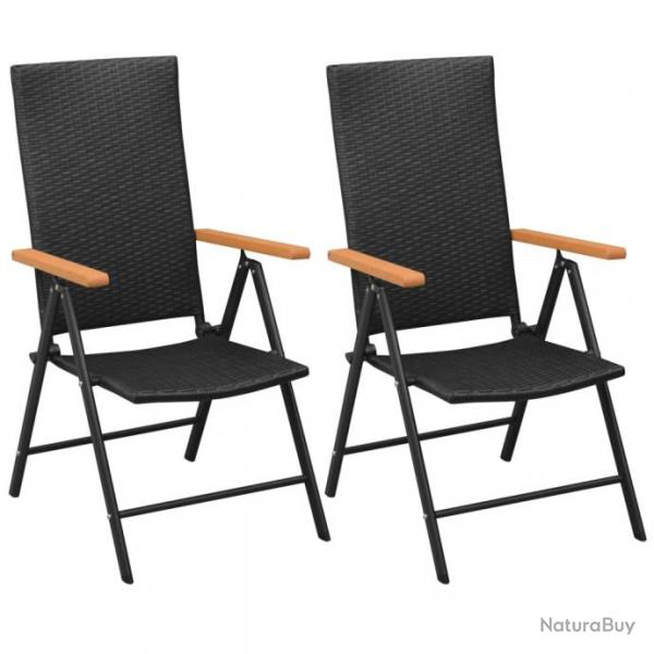 Chaises empilables de jardin 2 pcs Rsine tresse Noir 42798