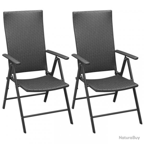 Chaises empilables de jardin 2 pcs Rsine tresse Noir 42796