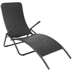 Chaise longue pliante Rotin synthétique Noir 42946