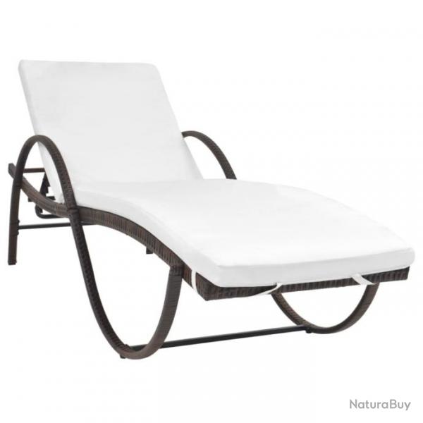 Chaise longue avec coussin Rsine tresse Marron 42883