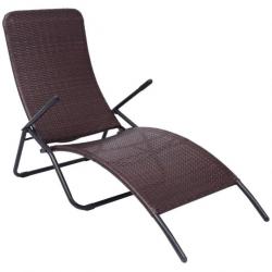 Chaise longue pliable Rotin synthétique Marron 42945