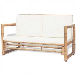 Canapé de jardin à 2 places avec coussins Bambou 43157