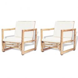 Chaises de jardin 2 pcs avec coussins et oreillers Bambou 43158