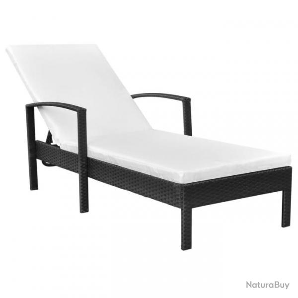 Chaise longue avec coussin Rsine tresse Noir 42942