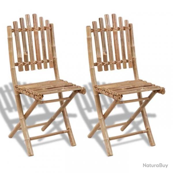 Chaises pliables de jardin 2 pcs Bambou 41498