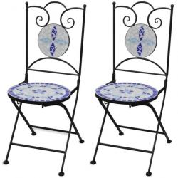 Chaises pliables de bistro 2 pcs Céramique Bleu et blanc 41531