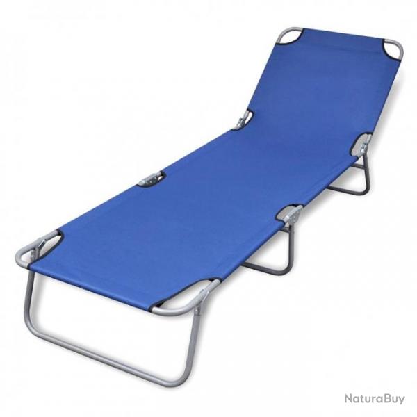 Chaise longue pliable Acier enduit de poudre Bleu 41477