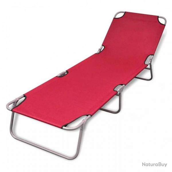Chaise longue pliable Acier enduit de poudre Rouge 41479