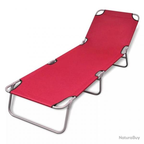 Chaise longue pliable Acier enduit de poudre Rouge 41479