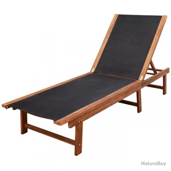 Chaise longue Bois d'acacia solide et textilne 41745