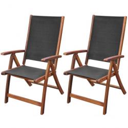 Chaises pliables de jardin 2 pcs Bois d'acacia et textilène 41747