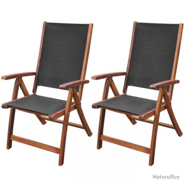 Chaises pliables de jardin 2 pcs Bois d'acacia et textilne 41747