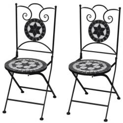 Chaises pliables de bistro 2 pcs Céramique Noir et blanc 41533