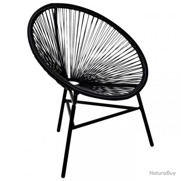 Chaise de jardin forme de lune Rsine tresse Noir 41383