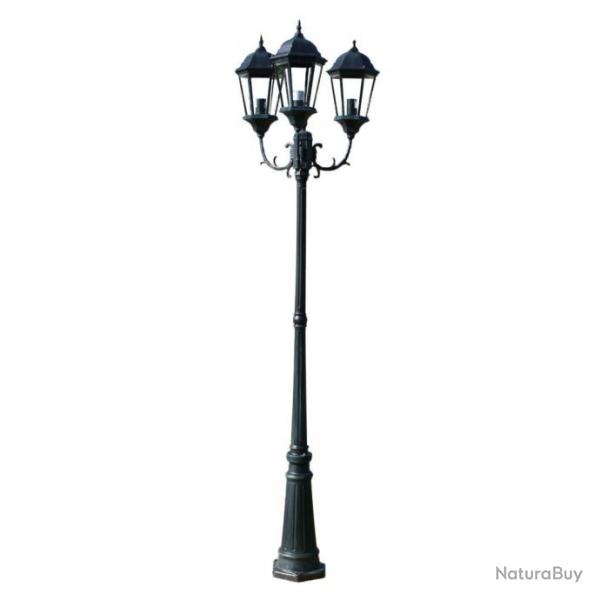 Lampadaire de jardin 3 bras 230 cm Vert fonc/Noir Aluminium 40243