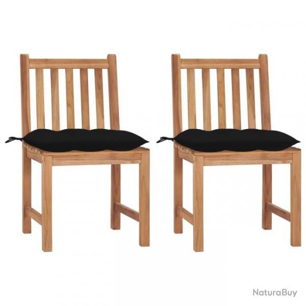 Chaises de jardin 2 pcs avec coussins Bois de teck massif 3062938