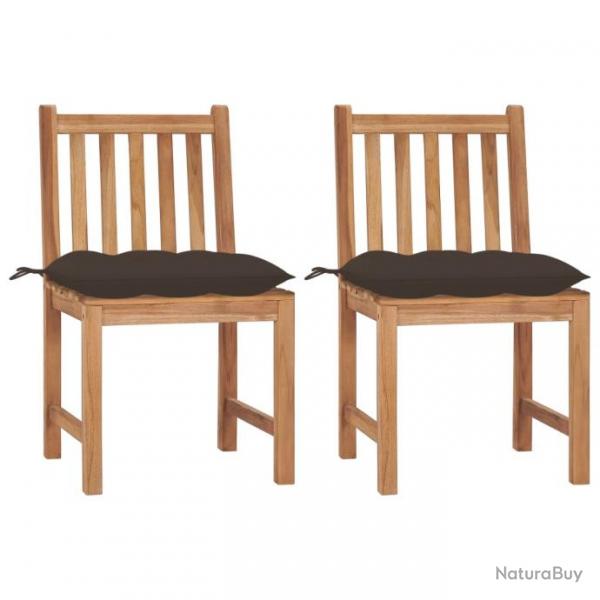 Chaises de jardin 2 pcs avec coussins Bois de teck massif 3062939