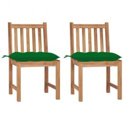 Chaises de jardin 2 pcs avec coussins Bois de teck massif 3062936