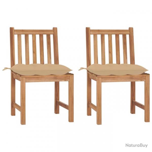 Chaises de jardin 2 pcs avec coussins Bois de teck massif 3062934