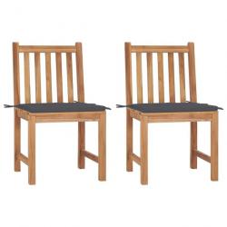 Chaises de jardin 2 pcs avec coussins Bois de teck massif 3062916