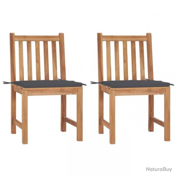 Chaises de jardin 2 pcs avec coussins Bois de teck massif 3062916