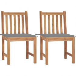 Chaises de jardin 2 pcs avec coussins Bois de teck massif 3062917